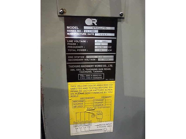 Victor - taichung - vt plus 15 - cnc lathe - 1996 - afbeelding 5 van  5