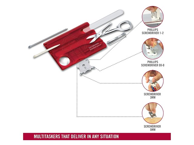 Victorinox swisscard nailcare multitool 13 functies rood - afbeelding 3 van  4