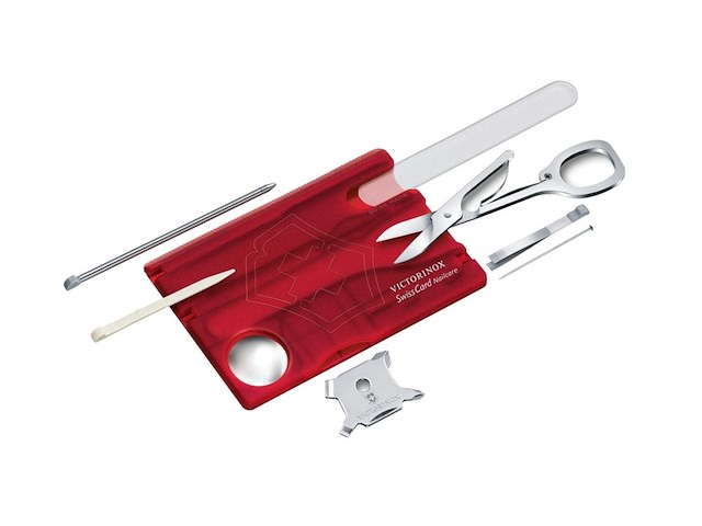 Victorinox swisscard nailcare multitool 13 functies transparant rood - afbeelding 1 van  3