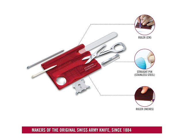 Victorinox swisscard nailcare multitool 13 functies transparant rood - afbeelding 2 van  3