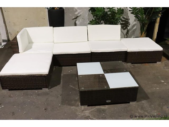 Vidaxl loungeset incl. tafel & kussens - 280x140cm - afbeelding 1 van  8