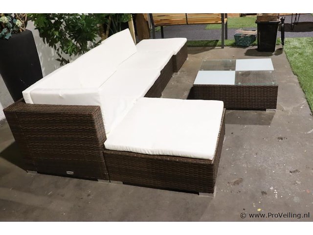 Vidaxl loungeset incl. tafel & kussens - 280x140cm - afbeelding 2 van  8