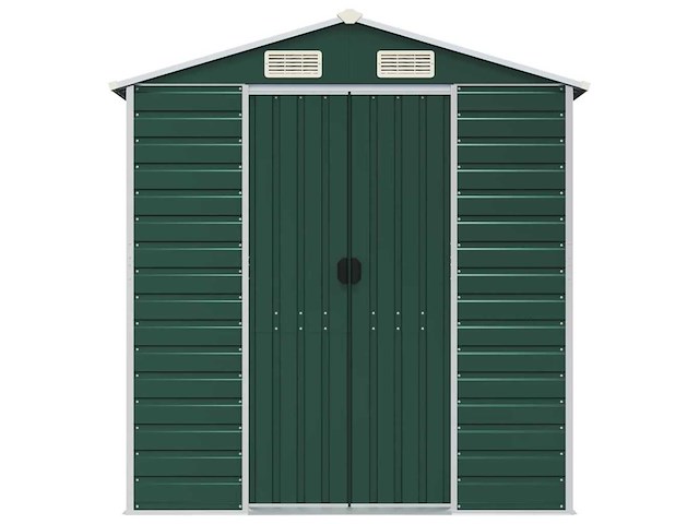 Vidaxl metalen tuinschuur groen - 215x191x198 cm - afbeelding 4 van  9