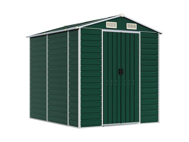 Vidaxl metalen tuinschuur groen - 215x191x198 cm - afbeelding 1 van  9