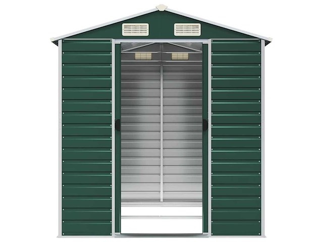 Vidaxl metalen tuinschuur groen - 215x191x198 cm - afbeelding 3 van  5