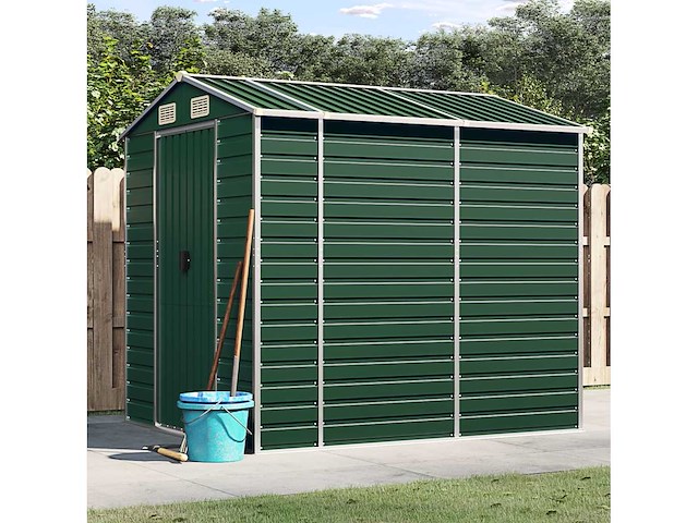 Vidaxl metalen tuinschuur groen - 215x191x198 cm - afbeelding 1 van  7