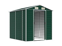 Vidaxl metalen tuinschuur groen - 215x191x198 cm - afbeelding 2 van  7