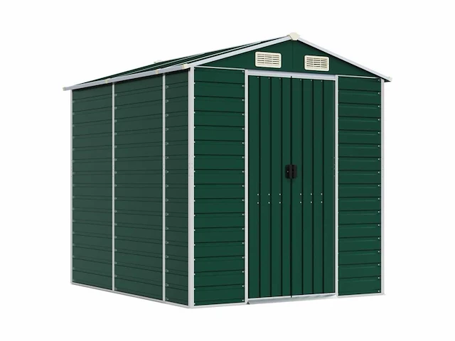 Vidaxl metalen tuinschuur groen - 215x191x198 cm - afbeelding 9 van  9