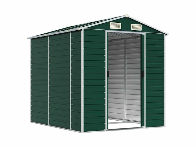 Vidaxl metalen tuinschuur groen - 215x191x198 cm - afbeelding 2 van  9