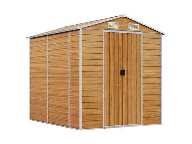Vidaxl metalen tuinschuur hout - 215x191x198 cm - afbeelding 1 van  10
