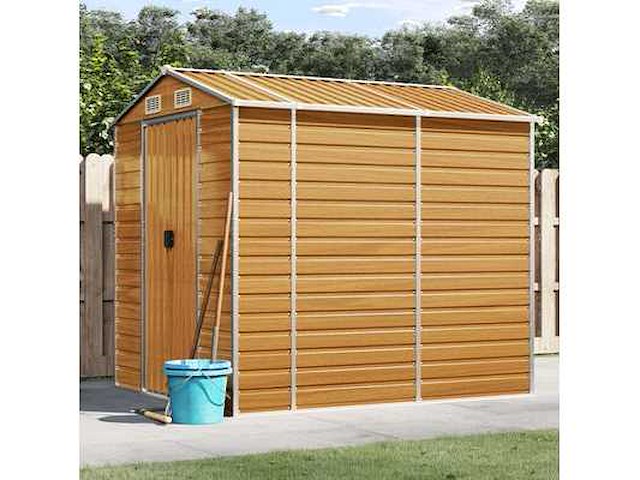 Vidaxl metalen tuinschuur hout - 215x191x198 cm - afbeelding 4 van  10