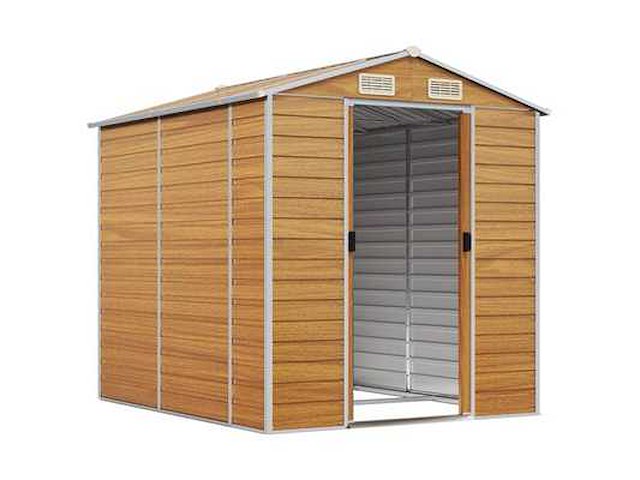 Vidaxl metalen tuinschuur hout - 215x191x198 cm - afbeelding 2 van  3