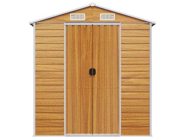 Vidaxl metalen tuinschuur hout - 215x191x198 cm - afbeelding 5 van  10