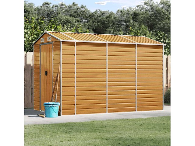 Vidaxl metalen tuinschuur hout - 300x191x198 cm - afbeelding 6 van  10