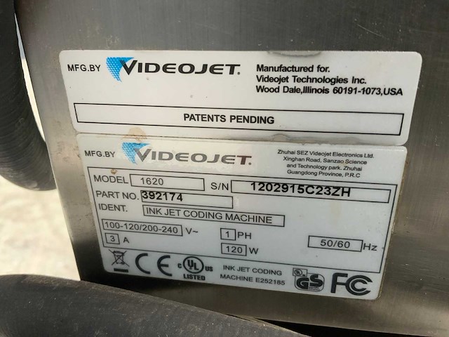 Videojet 1620 inktjetprinter - afbeelding 5 van  5