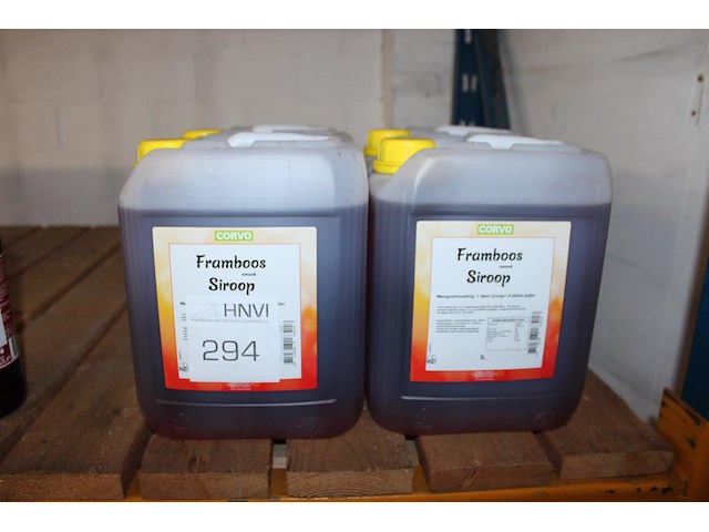 Vier cans framboos siroop corvo. 5 liter. - afbeelding 1 van  2
