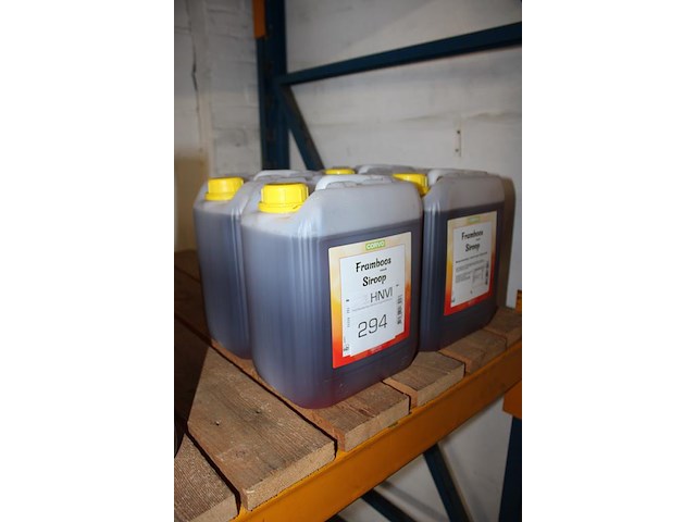 Vier cans framboos siroop corvo. 5 liter. - afbeelding 2 van  2