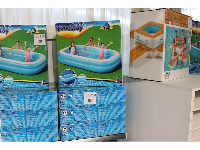 Vier opblaasbare zwembaden bestway blauw rechthoekig, 262 cm x 175 cm x 51cm. - afbeelding 1 van  3