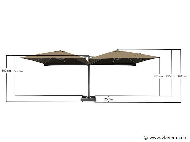 Vierdubbele hangende parasol taupe (4 * 300x300cm) - afbeelding 5 van  10