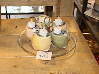 Vijf aroma bowls op glazen onderzetter. - afbeelding 1 van  2