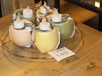 Vijf aroma bowls op glazen onderzetter. - afbeelding 2 van  2