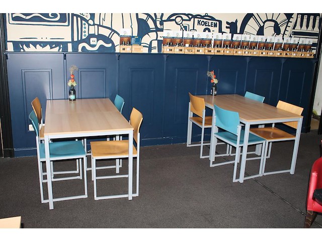 Vijf horecasets vepa bestaande uit 2 tafels en vier stoelen. totaal 10 tafels en 20 stoelen. tafelafmeting ... - afbeelding 2 van  4