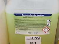 Vijf jerrycans reinigingsproducten waaronder damwandprofielreiniger, op wasbasis, allesreiniger en karpex. - afbeelding 3 van  5