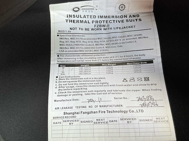 Viking solas reddingsvesten (6x) incl. spasciani ademluchtset en immersion suit (2x) - afbeelding 4 van  15