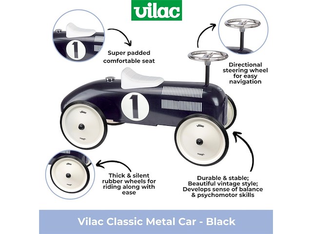 Vilac metalen loopwagen vintage zwart - afbeelding 4 van  4