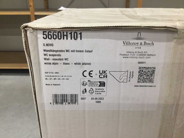Villeroy & boch - o novo - hangend toilet - wandcloset incl. softclose zitting - wit - afbeelding 8 van  9