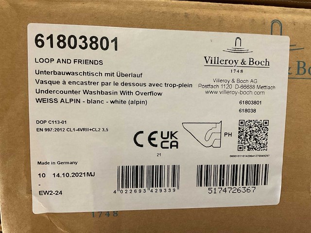 Villeroy & boch loop and friends 618031 onderbouw wastafel - afbeelding 2 van  2