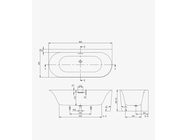 Villeroy & boch loop & friends half vrijstaand bad - afbeelding 8 van  9