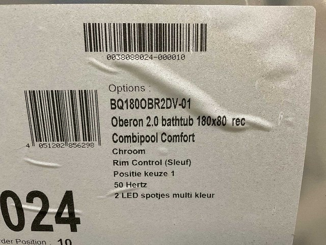 Villeroy & boch oberon 2.0 180x80cm ucc180obr2a1v01 bad met whirlpoolsysteem - afbeelding 4 van  4