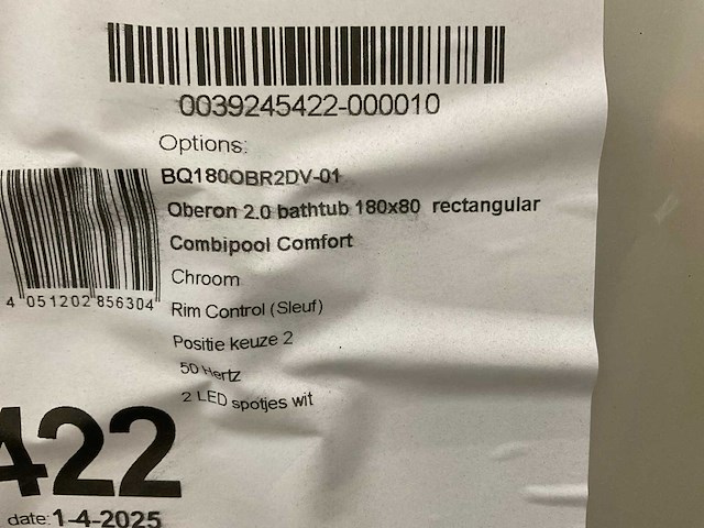 Villeroy & boch oberon 2.0 180x80cm ucc180obr2a2v01 bad met whirlpoolsysteem - afbeelding 5 van  5