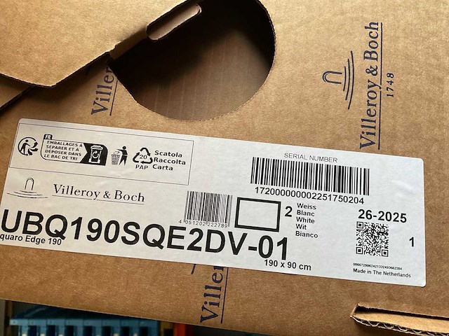 Villeroy & boch square edge 190x90cm ubq190sqe2dv inbouwbad - afbeelding 5 van  6