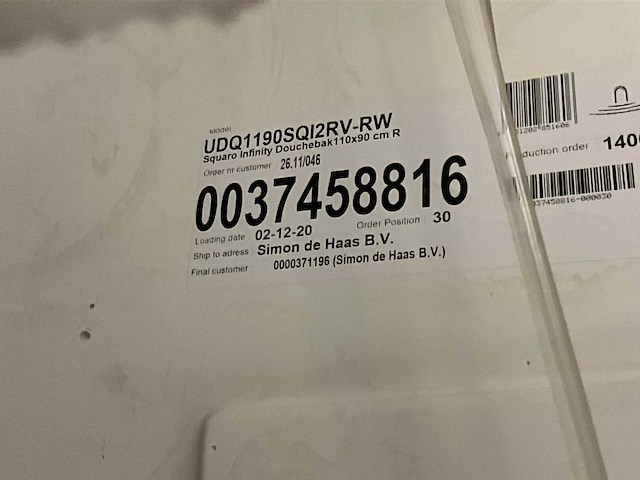 Villeroy&boch squaro infinity 110x90 douchebak - afbeelding 3 van  3