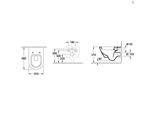 Villeroy&boch wandcloset 565mm subway 2.0 wit c+ diepspoel (excl. zitting) - afbeelding 3 van  5