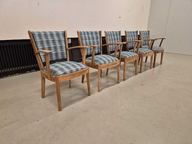 Vintage - teak - eetkamerstoelen - dining chair (5x) - afbeelding 1 van  12