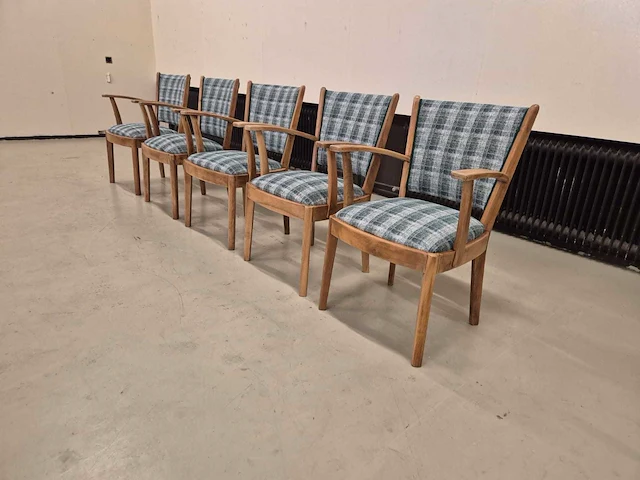 Vintage - teak - eetkamerstoelen - dining chair (5x) - afbeelding 2 van  12