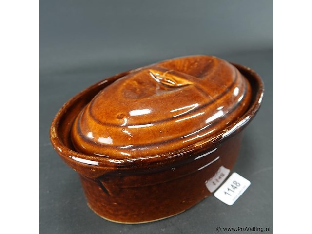 Vintage aardewerk terrine/pateschaal - afbeelding 1 van  5