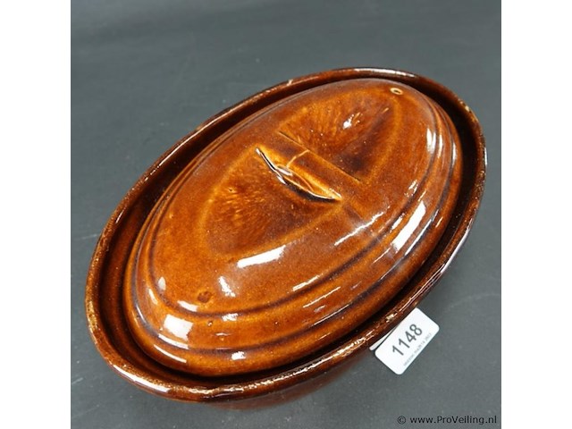 Vintage aardewerk terrine/pateschaal - afbeelding 3 van  5