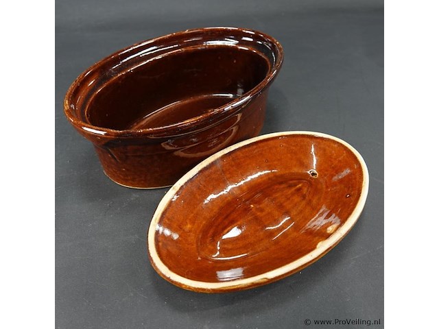 Vintage aardewerk terrine/pateschaal - afbeelding 4 van  5