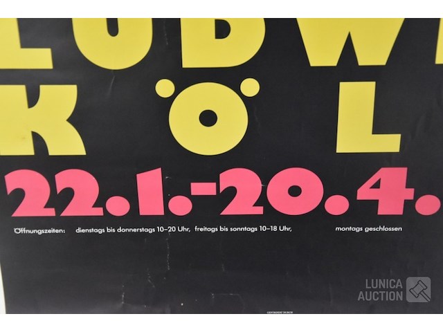 Vintage affiche " expo kunst" - afbeelding 5 van  6