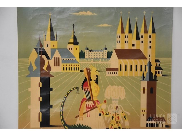 Vintage affiche toerisme hainaut - afbeelding 3 van  9