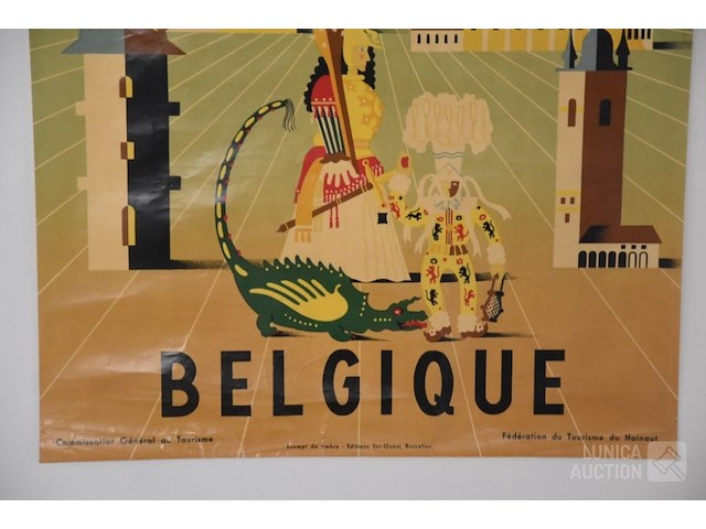 Vintage affiche toerisme hainaut - afbeelding 4 van  9