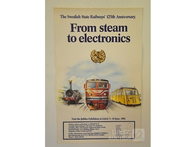 Vintage affiche "treinen" - afbeelding 1 van  4