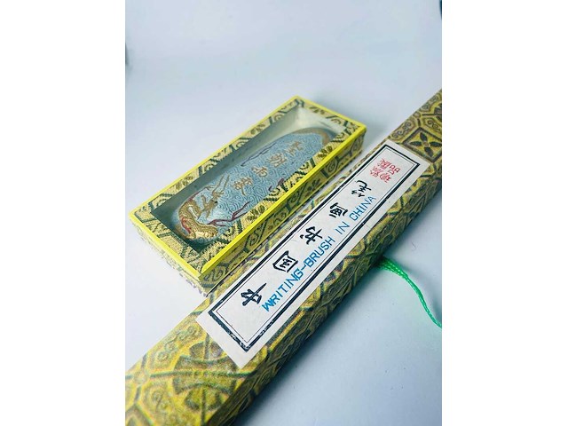 Vintage aziatische calligraphy - inksteen + penseel - afbeelding 4 van  5