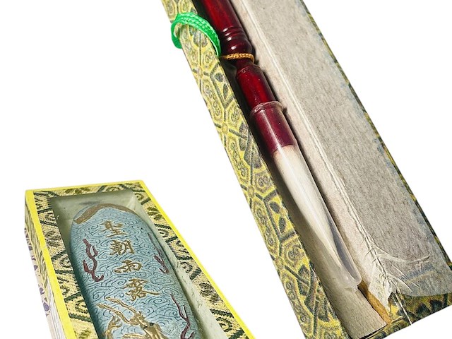 Vintage aziatische calligraphy - inksteen + penseel - afbeelding 5 van  5