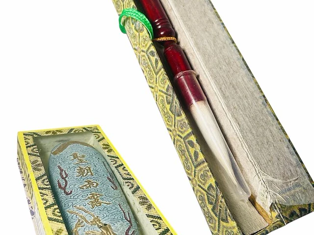 Vintage aziatische calligraphy - inksteen + penseel - afbeelding 5 van  5