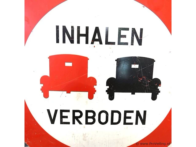 Vintage beschilderd ijzeren bord verboden in te halen - afbeelding 3 van  6